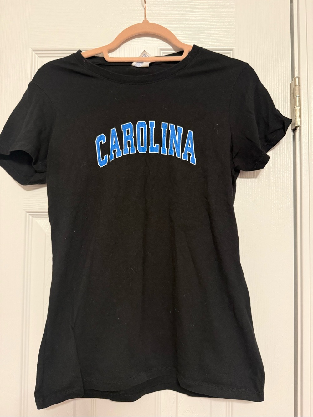 Port and Company Black Tee with Blue CAROLINA Graphic